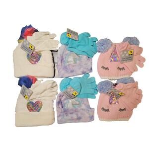 Adorable Girls' Mittens and Hats Set - 4 Pairs - Soft and Cozy